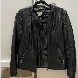 Style & Co. Mixed-Media Faux-Leather Jacket